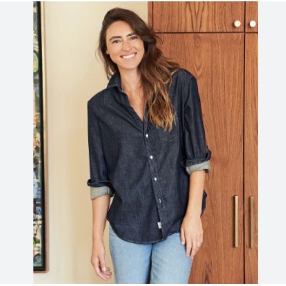 Frank & Eileen Eileen Button Down Shirt Dark Chambray Raw Rinse S - Picture 1 of 9
